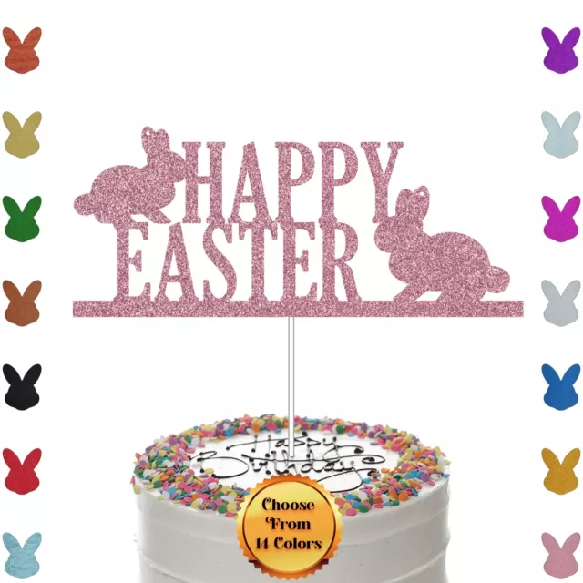 Happy Easter Glitter Cake Toppers Rabbit Bunny Easter Party Celebration Toppers