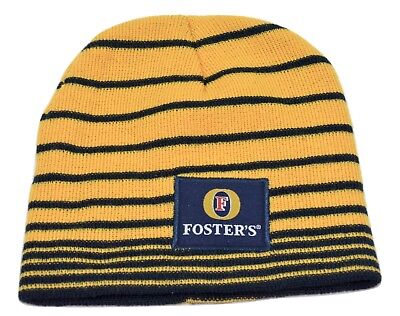 Foster's Australian Lager Striped Knit Winter Beer Hat Beanie Toque Skull Cap