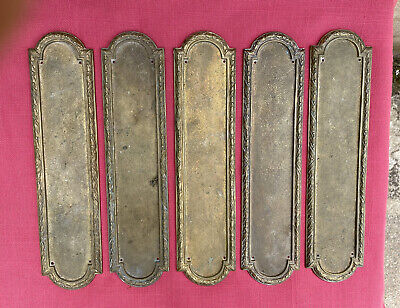 5 Vintage Heavy Duty Brass Finger Plates Door Plate Fingerplate Ornate Handles