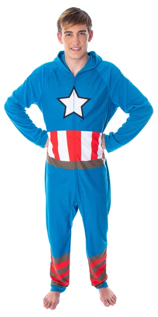 Marvel Men's Captain America Classic Cap Costume Pajama Union Suit