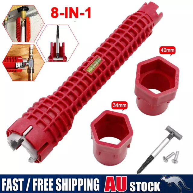 Portable 8 In 1 Faucet Sink Wrench Installer Tool Multi-Purpose Hand Water Pipe