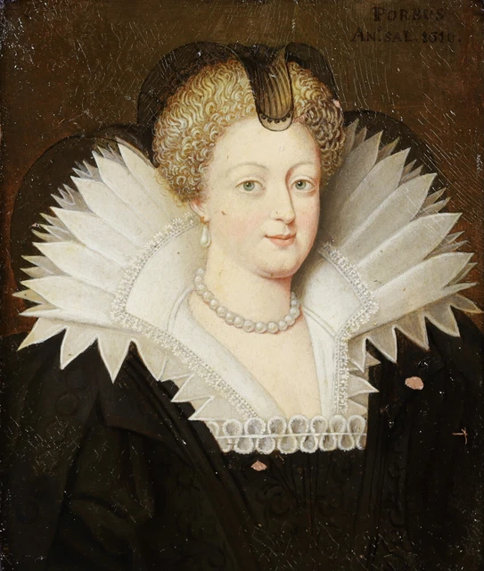 17th CENTURY FRENCH OLD MASTER MINIATURE OIL COPPER - PORTRAIT MARIE DE MEDICI