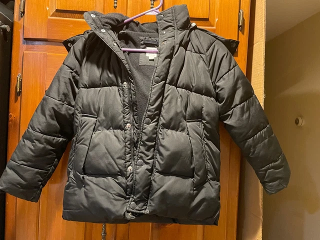 Gap Kids Boys Warmest Puffer Jacket, Black SIZE M Snap On Hood EUC