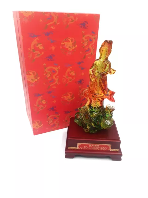 Guanyin on a Dragon Kuan Yin Statue Chinese Goddess With Original Box