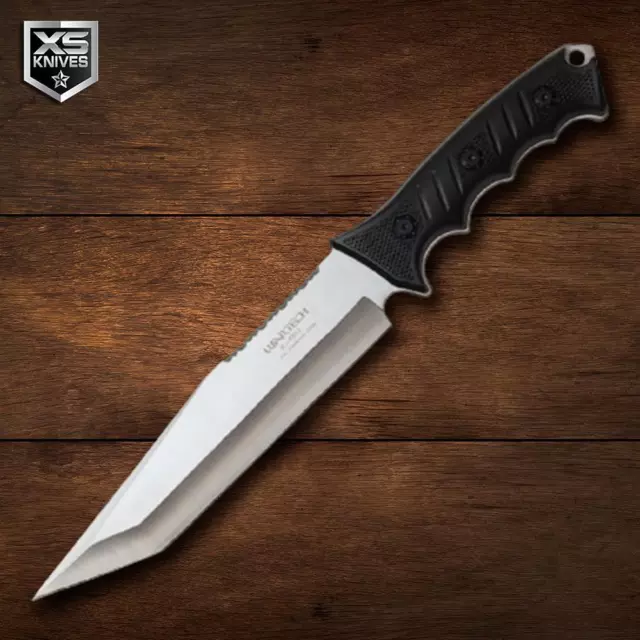 13.5" Tactical BOWIE Fixed Blade Hunting SURVIVAL Full Tang Tanto KNIFE + Sheath