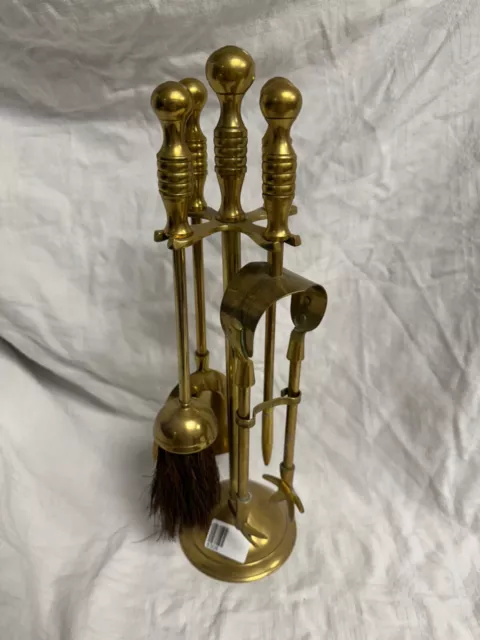 Beautiful Vintage Brass Companion Set Fireside Hanging Stand Plus Tools Art Deco