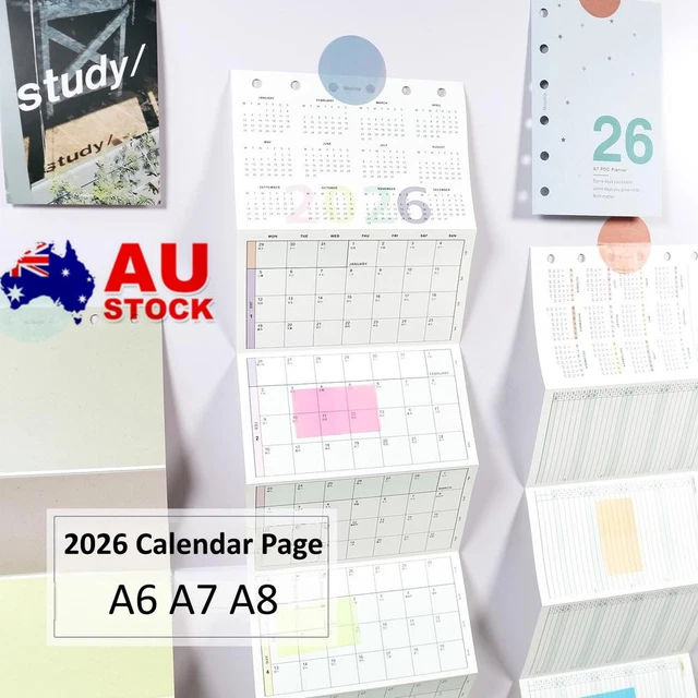 2026 CALENDAR A6 A7 M5 Yearly Monthly Planner Refills With Calendar ...