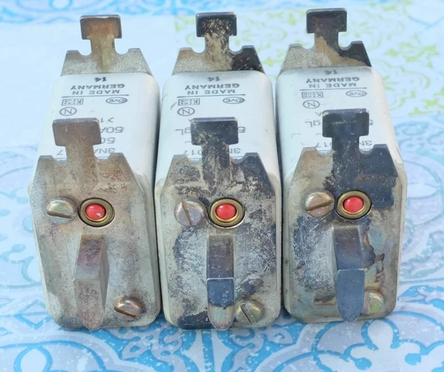 3X Siemens 3NA1017 50A cartouche fusible à couteaux taille 00 gl 500V Lot de 3 6