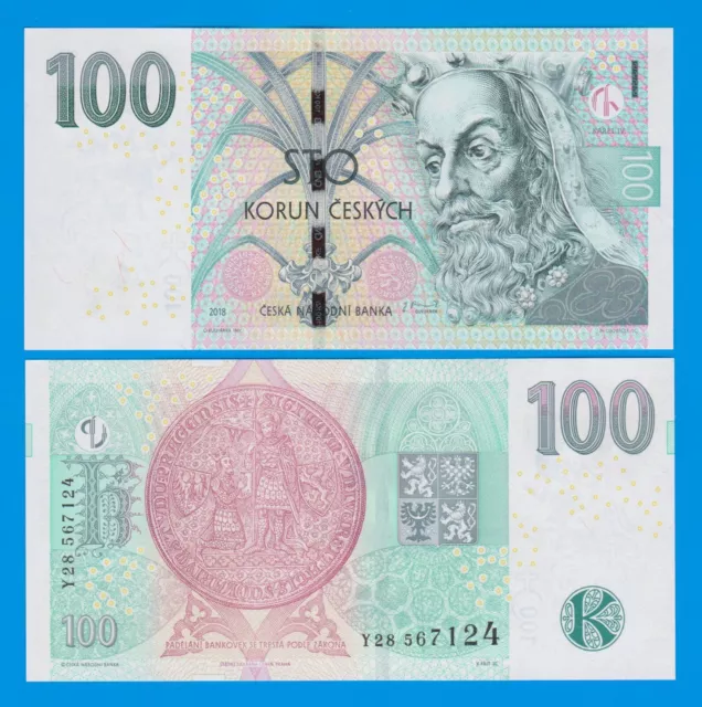 Czech Republic 100 Korun P 18 New 2018 UNC Prefix "Y"