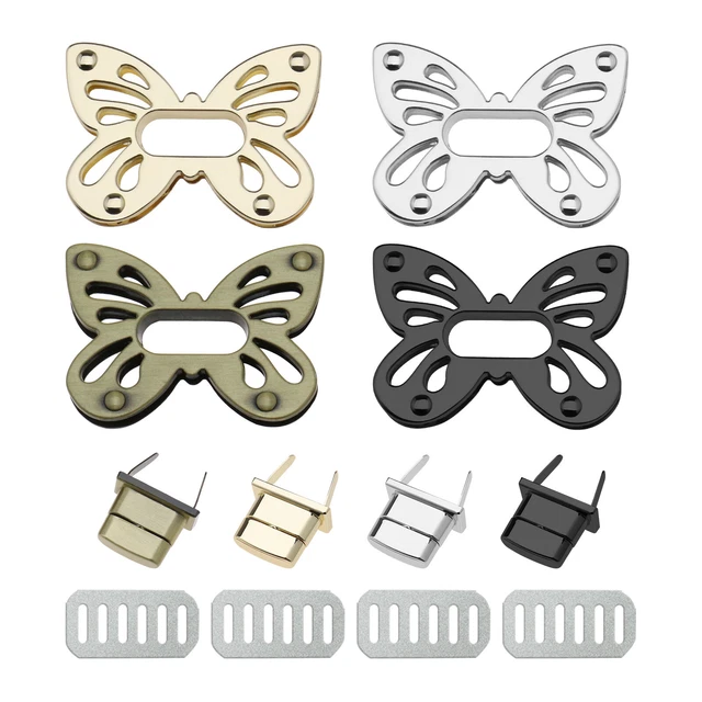 4 PIEZAS Bolso de Mano Cierres Bolso de Mujer Cierres Mariposa Hebilla Metal Giro Cierre Cerradura