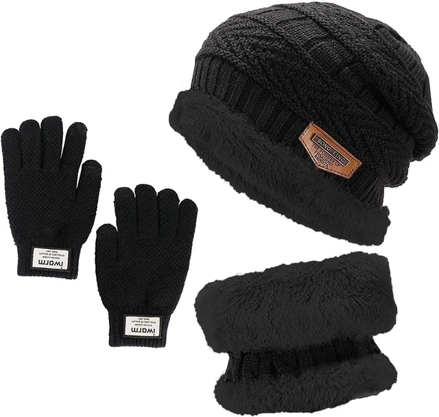 Gorro de punto cálido de invierno Gorro y bufanda de invierno con forro polar