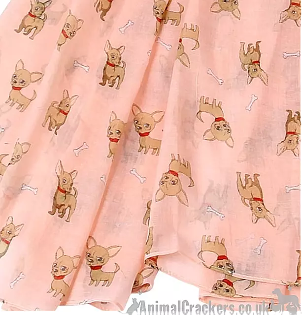 Ladies Chihuahua Scarf Sarong Blue Grey or Pink, dog lover gift stocking filler 3