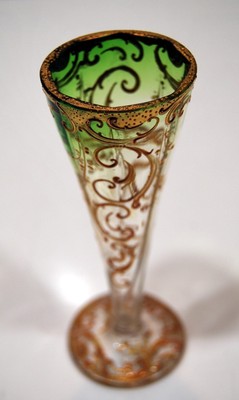 superbe et RARE MOSER KARLSBAD vase verre marqueterie repris a la meule 