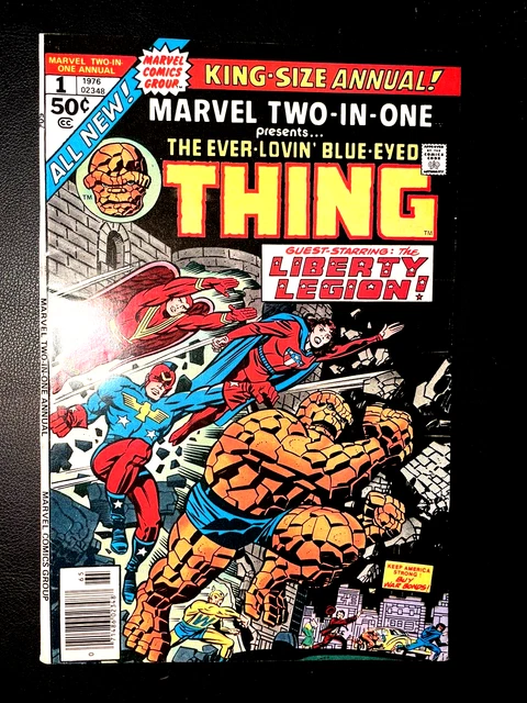 MARVEL TWO-IN-ONE ANNUAL #1 (6/76 9.0 non-CGC) THING/LIBERTY LEGION! FF! NAZIS!