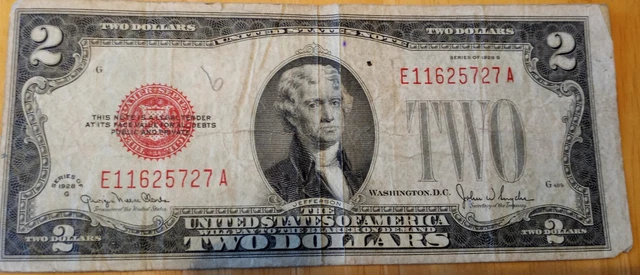 1928 G Series 2 Dollar Bill / Red Seal
