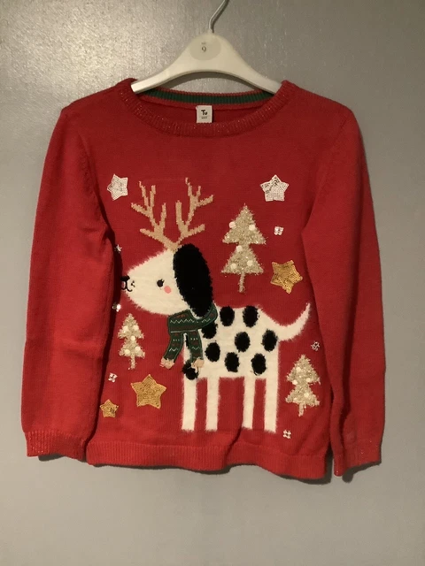 Tu Girls Red Christmas Jumper Age 6-7 Years