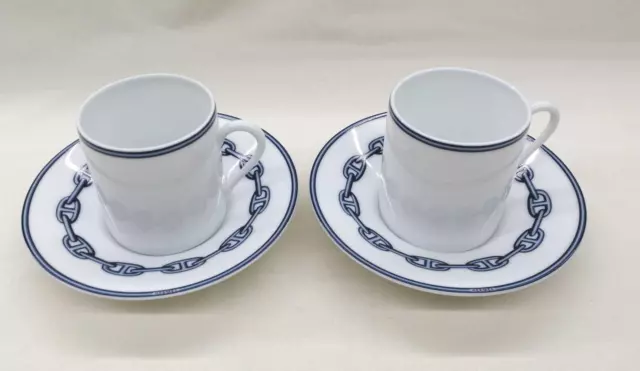 HERMES #15 Cup & Saucer Chaine d'Ancle Set of 2