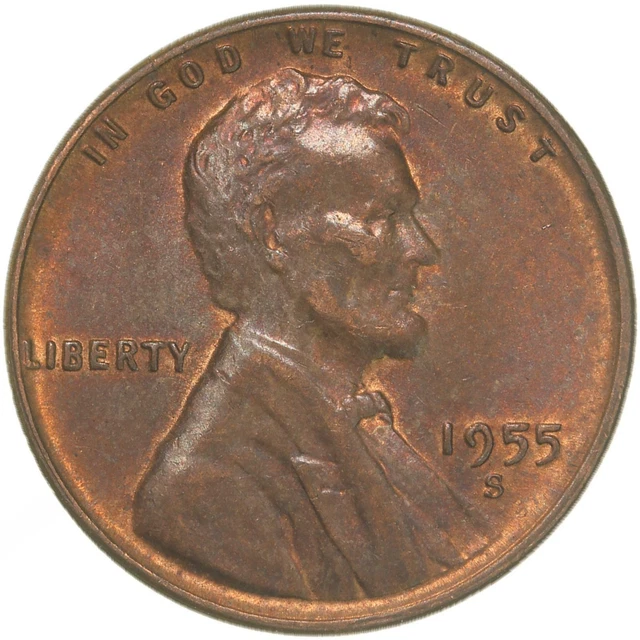 1955 S Lincoln Wheat Cent About Uncirculated Penny AU