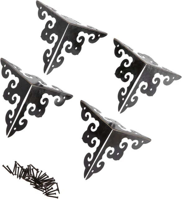 4Pcs Vintage Metal Edge Safety Guard Corner Cover Bumpers Protectors Wit