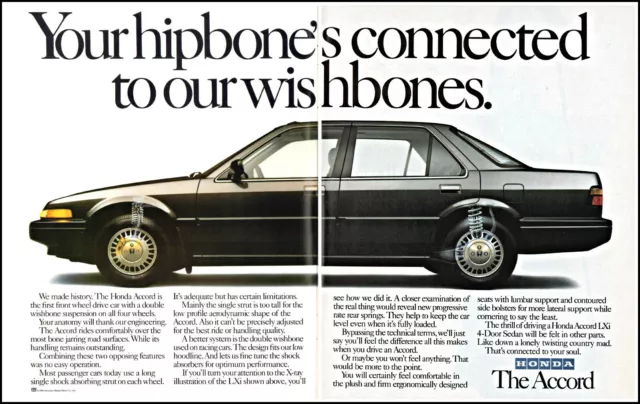1987 Honda Accord LXi 4 door sedan car wishbones vintage photo print ad ads50
