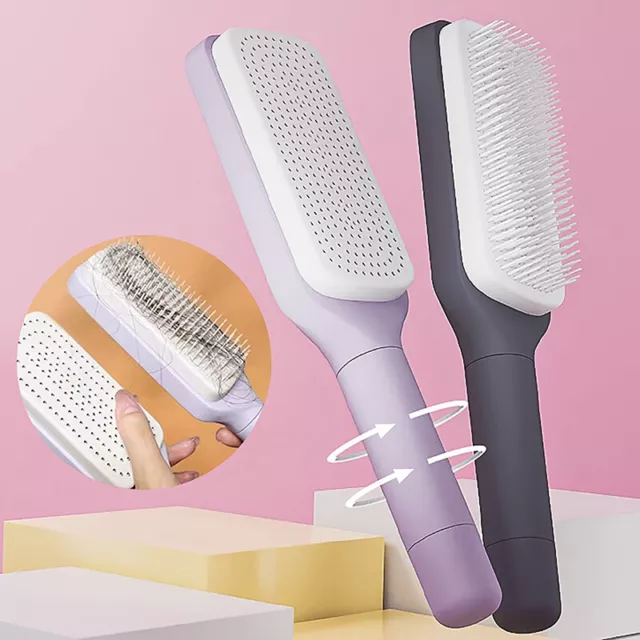 One Key Self-Cleaning Hair Brush 3D Air Cushion Scalp Massage Comb Anti-Sta van3