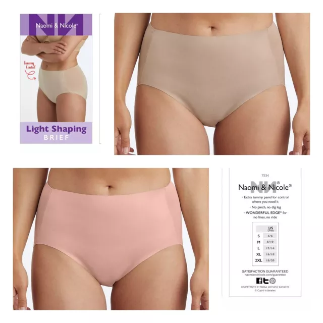 Naomi & Nicole Beige Pink Shapewear Light Shaping Brief 7534 Small $18 NWT