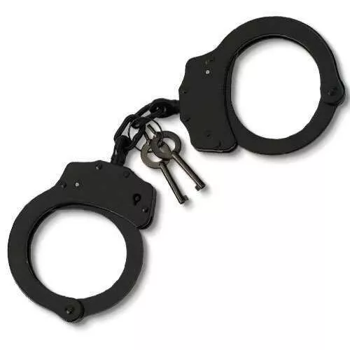 Professional Handcuffs Black Steel Police Duty Double Lock w/Keys NEW