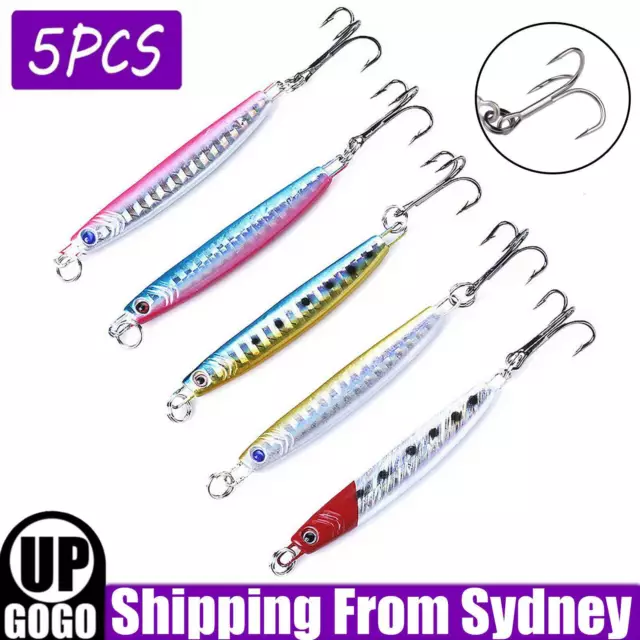 5Pcs Fishing Lure Metal Slice Spoon Spinner Slugs Tackle Mackerel Tailor Lures A