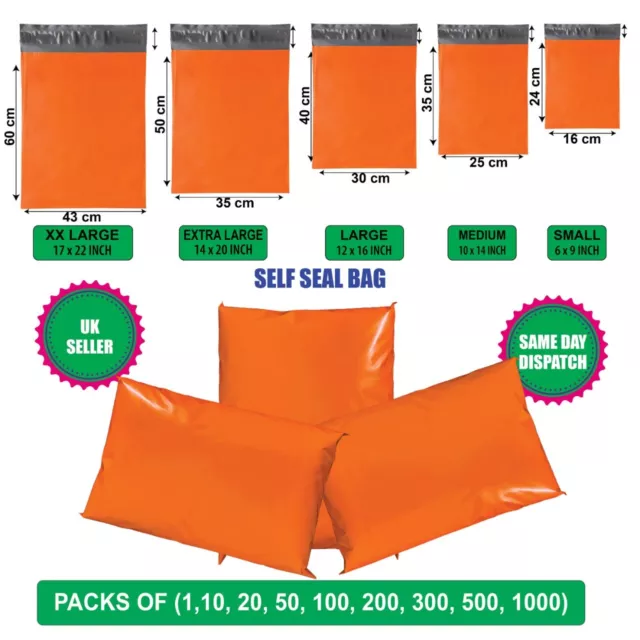 Orange Postal Mailing Bags Postage Coloured Plastic Packaging Parcel Shipping