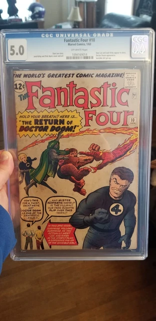 Fantastic Four #10 CGC 5.0 Off-White Pages 1963 Doctor Doom Jack Kirby Stan Lee