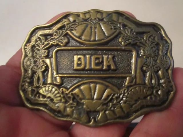 Vintage Dick Name Theme Belt Buckle - Brass - Gw-2