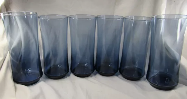 Set Of 6 Libbey Blue Bolero 16 Oz. Cooler Tumbler Glasses
