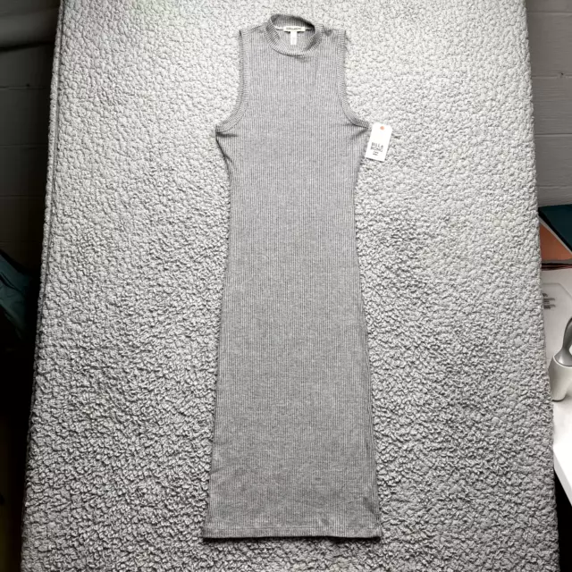 Billabong Dress Womens Medium Gray Knit Maxi Sleeveless High Neck Stretch NWT