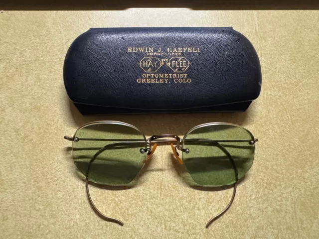 Vtg  12K Gold Filled Wire Frame Bi Focal Sunglasses Original Case