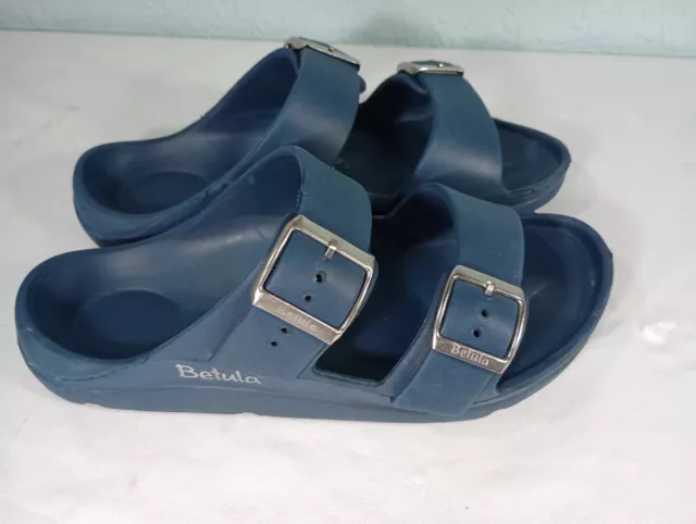 Betula Licensed By Birkenstock Blue Rubber 2 Strap Slides 38 EU 7 US