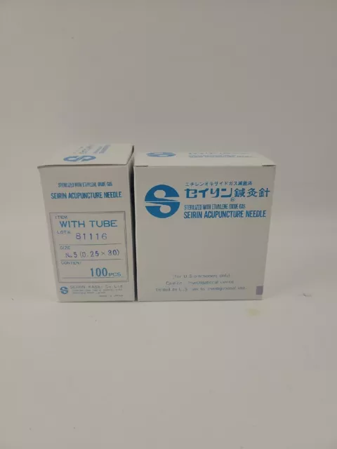 Vintage SEIRIN No.5 With Tube 0.25 x 30mm Acupuncture 2 Boxes 200 Needles