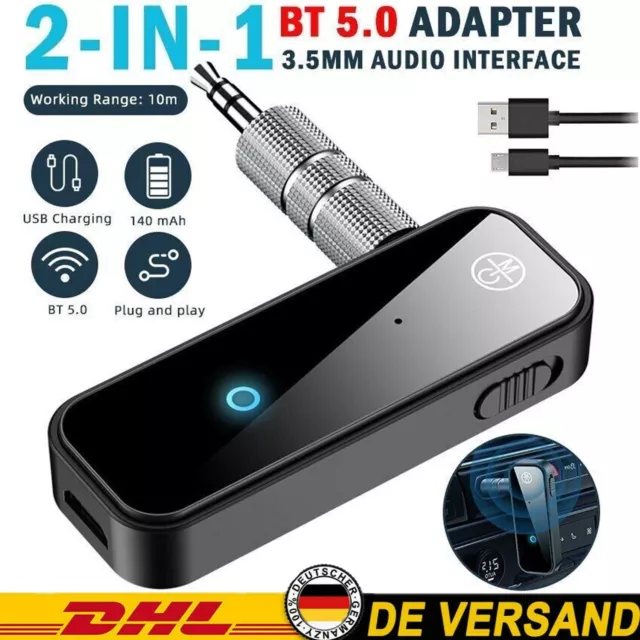 Bluetooth Audio Receiver KFZ-Adapter AUX Kabel Auto 3.5mm Klinke USB Empfänger