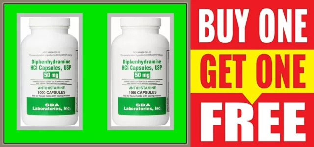 Compre 1000 cápsulas obtenga 1000 GRATIS = total 2000 difenhidramina 50 mg antihistamínico