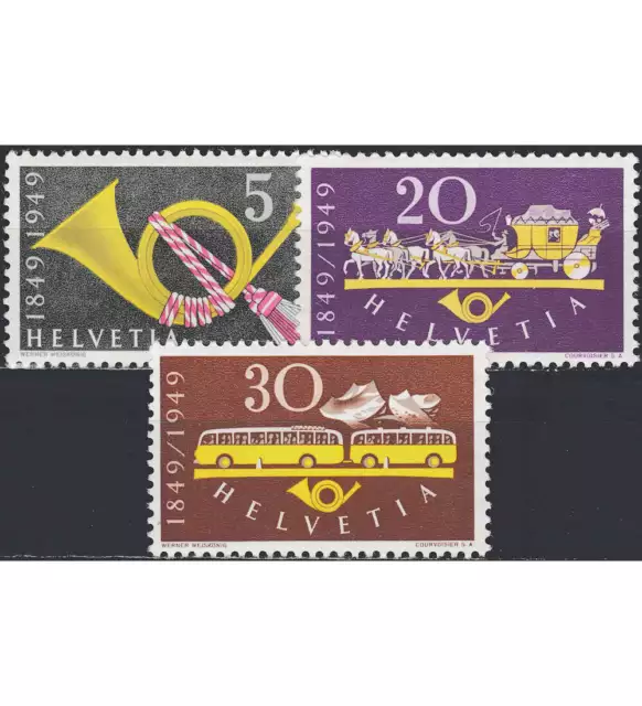 Schweiz Nr. 519-521 postfrisch ** MNH / gestempelt 100 Jahre Post 1949