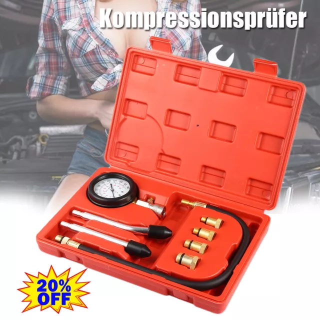 Benzin Kompressionsdruck Prüfer Tester Satz mit 4 Adapter 10 - 12 - 14 und 18 mm