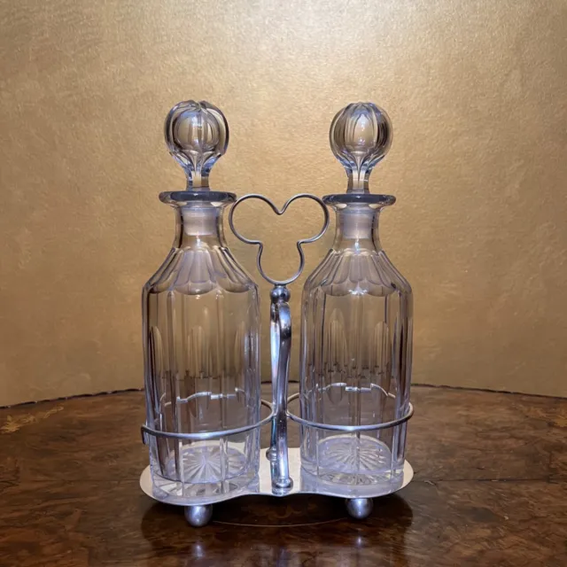 Early 20th Century Crystal Decanters With Tantalus Silver Plated Holder