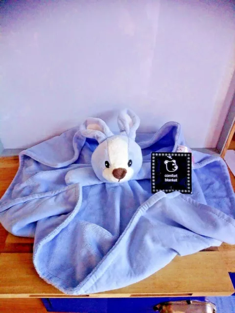 Doudou plat lapin bleu blanc confort blanket Early days Primark neuf + cadeau