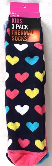 Calze termali per ragazze - cuori - confezione da 3 - taglia 9-12 - nuovissime