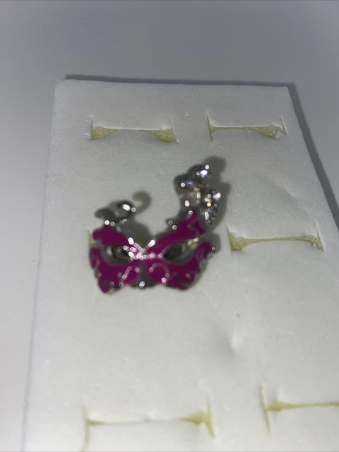 Masquerade Mardi Gras Mask Ring Adjustable Size Unisex Purple/Silver Color