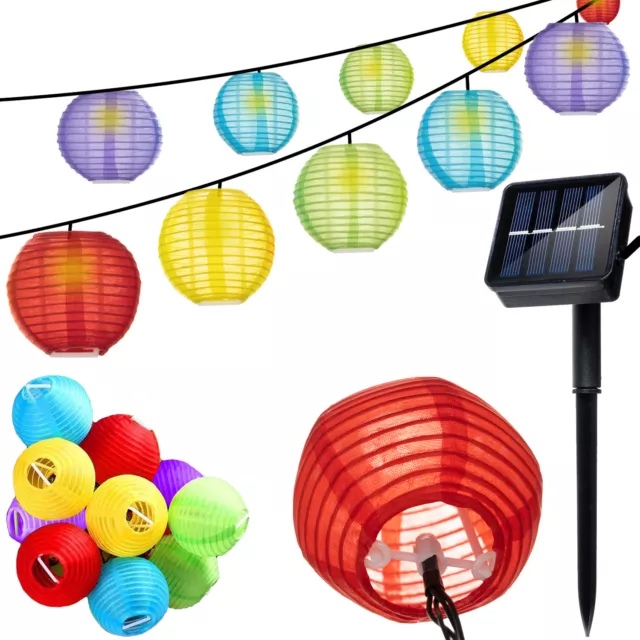 LED-Lichterkette Solar Bunte Lampions 7 Beleuchtungsmodi Wetterfest IP44 23412