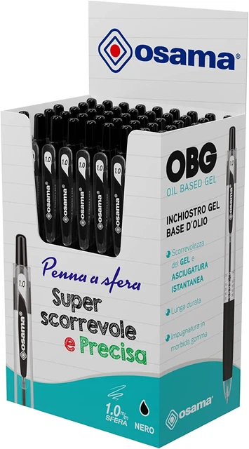 OBG Penna a Sfera a Scatto, Scorrevole E Precisa - Nera, 48 Pezzi