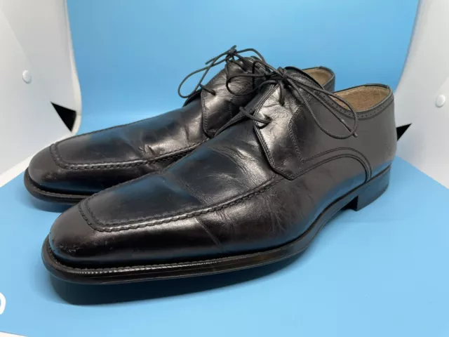 Magnanni apron toe black leather derby dress shoes 10.5