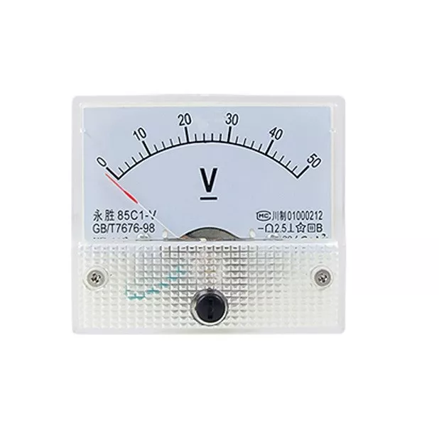 1PCS DC 50V Analog Panel Volt Voltage Meter Voltmeter Gauge 85C1 White 0-50V DC