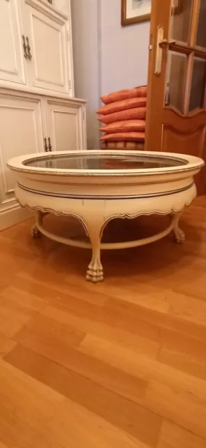 Mesa baja de salon redonda estilo Reina Ana