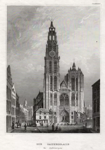 Belgien Antwerpen Original Stahlstich Bibliogr. Institut 1837